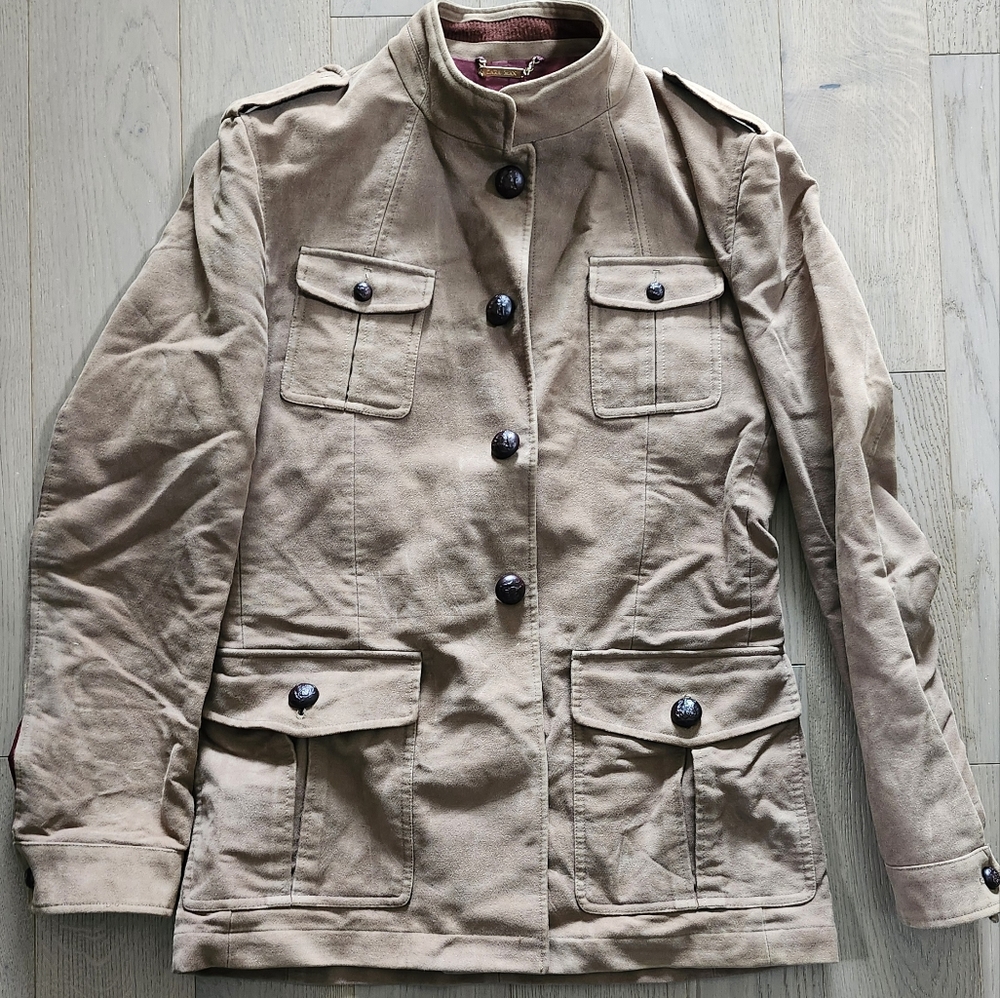 Zara Tan Military Field Coat Utility Design